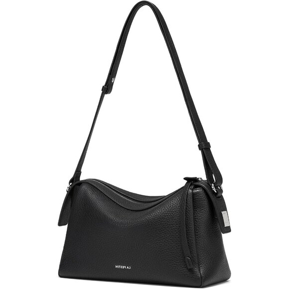 LA FESTIN Black Leather Crossbody Bag for Women Small Shoulder Purse Elegant Sty